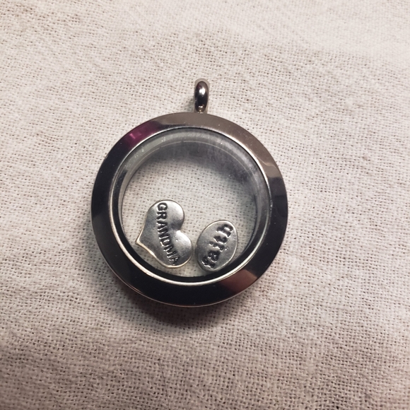 Vintage Silvertone Glass Origami Owl Floating Locket with 2 charms - Picture 1 of 4